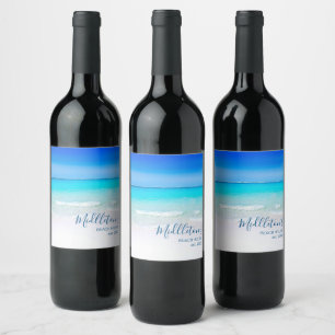 Étiquette Pour Bouteilles De Vin Ocean Beach Sea Personal Aqua Blue Modern