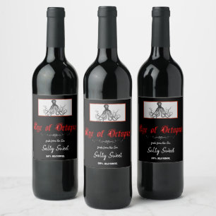 Étiquette Pour Bouteilles De Vin OEil d'Halloween amusant d'Octopus