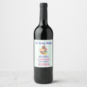 Étiquette Pour Bouteilles De Vin Oh Baby Baby Ice Cream Social
