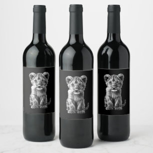 Étiquette Pour Bouteilles De Vin Oh Bébé Gros Chat Cub Gris