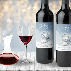 Étiquette Pour Bouteilles De Vin Oh Boy Winter Baby shower des bois