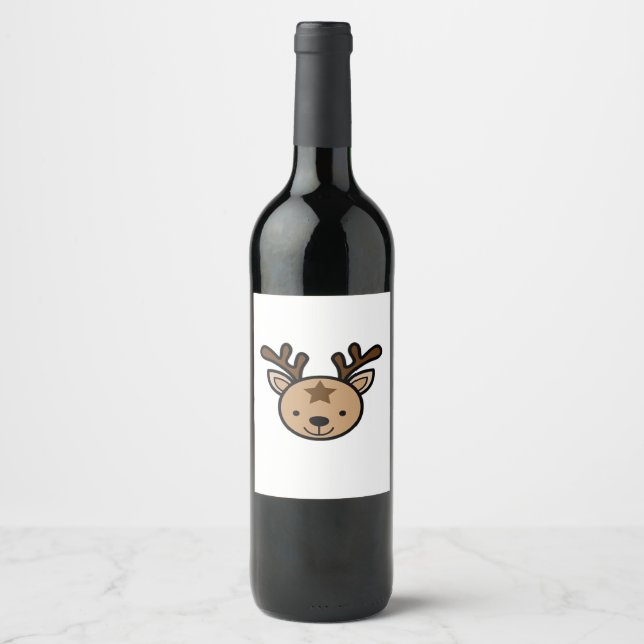 Étiquette Pour Bouteilles De Vin Oh Cute Deer Minimal Design  (Devant)