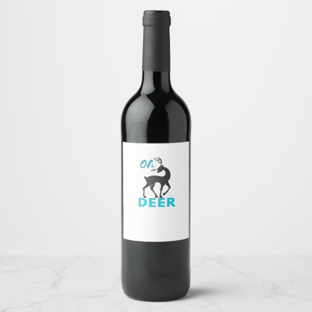 Étiquette Pour Bouteilles De Vin Oh Deer Minimal Design  (Devant)