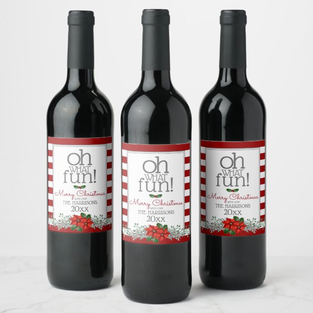 Étiquette Pour Bouteilles De Vin Oh What Fun Joyeux Noël (Bouteilles)