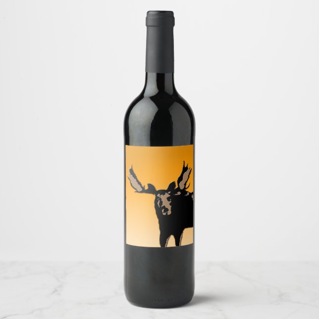 Étiquette Pour Bouteilles De Vin Oie au coucher du soleil - Art original de la faun (Devant)