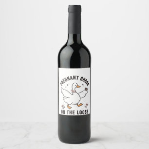 Étiquette Pour Bouteilles De Vin Oie enceinte sur l'oiseau de Grossesse Perdue Oie