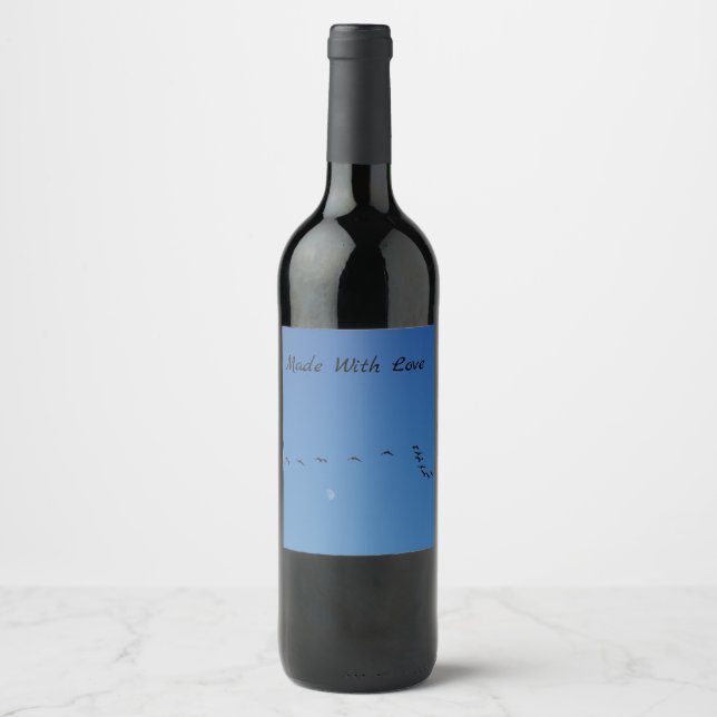 Étiquette Pour Bouteilles De Vin oies canadiennes en vol      (Devant)