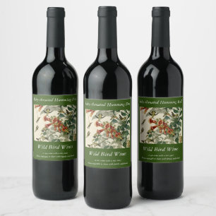 Étiquette Pour Bouteilles De Vin Oiseau à gorge rubis, Audubon Oiseaux Amérique