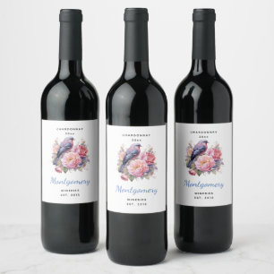Étiquette Pour Bouteilles De Vin Oiseau chanteur debout sur la fabrication de vin d