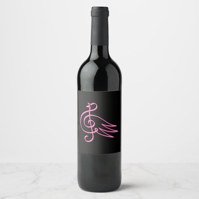 Étiquette Pour Bouteilles De Vin Oiseau rose (Devant)
