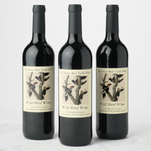 Étiquette Pour Bouteilles De Vin Oiseaux d'Amérique du pic à l'ivoire