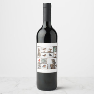 Étiquette Pour Bouteilles De Vin Oiseaux dans la collection de neige