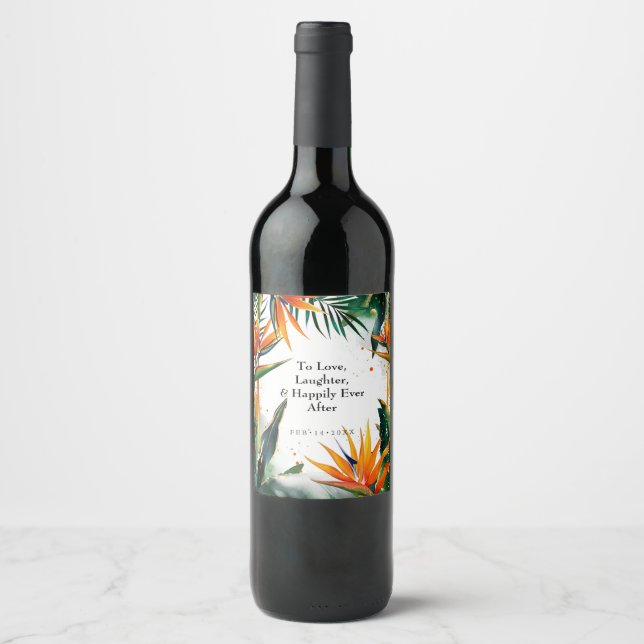 Étiquette Pour Bouteilles De Vin Oiseaux de Paradise Bliss (Devant)