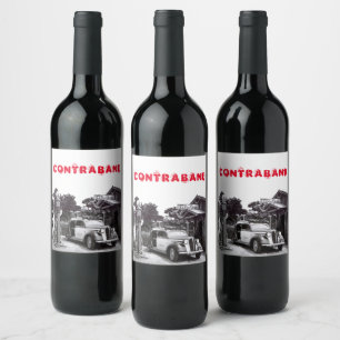 Étiquette Pour Bouteilles De Vin Old Black & White CONTRABAND Recherche Automobile