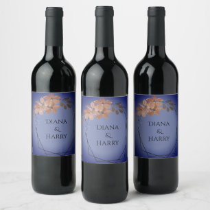 Étiquette Pour Bouteilles De Vin Onyx Black Velvet Monogramme de hachage de table