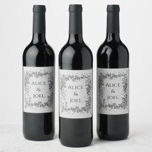 Étiquette Pour Bouteilles De Vin Onyx Black Velvet Monogramme de hachage de table