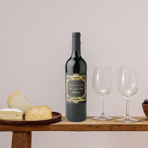 Étiquette Pour Bouteilles De Vin Or Art déco glamour sur Vintage noir