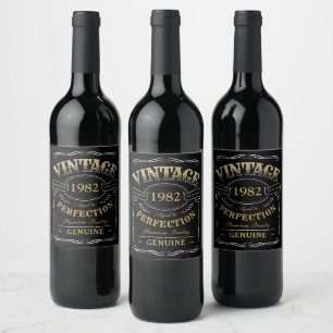 Étiquette Pour Bouteilles De Vin Or noir personnalisé Vintage âge à la perfection