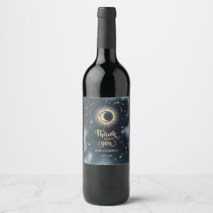 Étiquette Pour Bouteilles De Vin Or Soleil Céleste Lune,Étoiles Ciel Nocturne