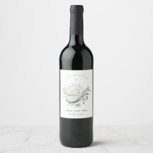 Étiquette Pour Bouteilles De Vin Or turquoise Poisson Floral sous-marin Tout âge An