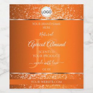 Étiquette Pour Bouteilles De Vin Orange Logo Argent Initiales Parties scintillant É