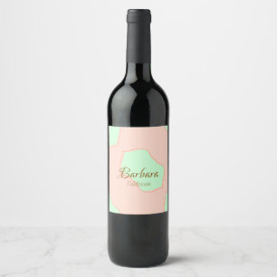 Étiquette Pour Bouteilles De Vin Orange vert pastel bohème ajouter nom lieu rustiqu
