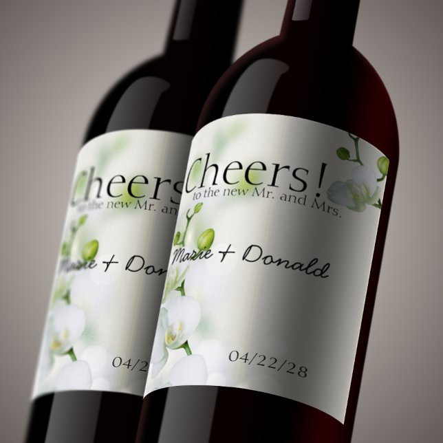Étiquette Pour Bouteilles De Vin Orchidée élégante douce (Créateur téléchargé)