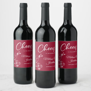 Étiquette Pour Bouteilles De Vin Orchidées délicates félicitent le mariage rouge pe