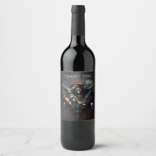 Étiquette Pour Bouteilles De Vin Os et magie, squelette avec les dés mystiques.