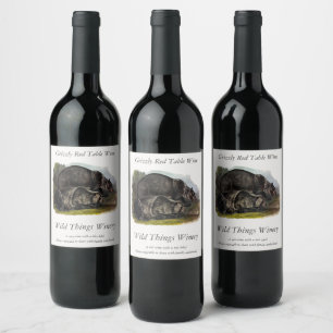 Étiquette Pour Bouteilles De Vin Ours grizzli (Ours Brown nord-américain) - Audubon
