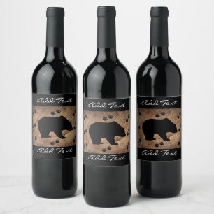 Étiquette Pour Bouteilles De Vin Ours Noir Et Paniers Ours