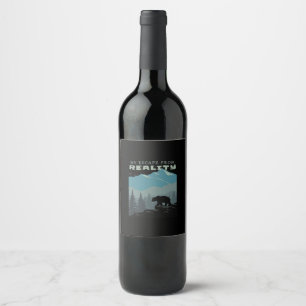 Étiquette Pour Bouteilles De Vin Ours Wildlife Mountains S'Échappent De La Réalité