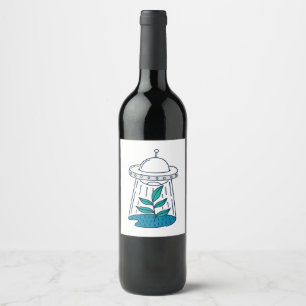 Étiquette Pour Bouteilles De Vin OVNI Alien