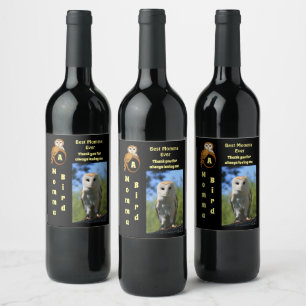 Étiquette Pour Bouteilles De Vin Owl Meilleur Momma Jamais Dessin Photo Nom