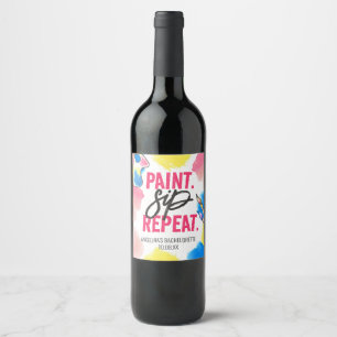 Étiquette Pour Bouteilles De Vin Paint Sip Répéter Bachelorette Fête du vin Favoris