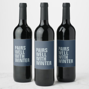 Étiquette Pour Bouteilles De Vin Paire bien avec l'hiver drôle saisonnière