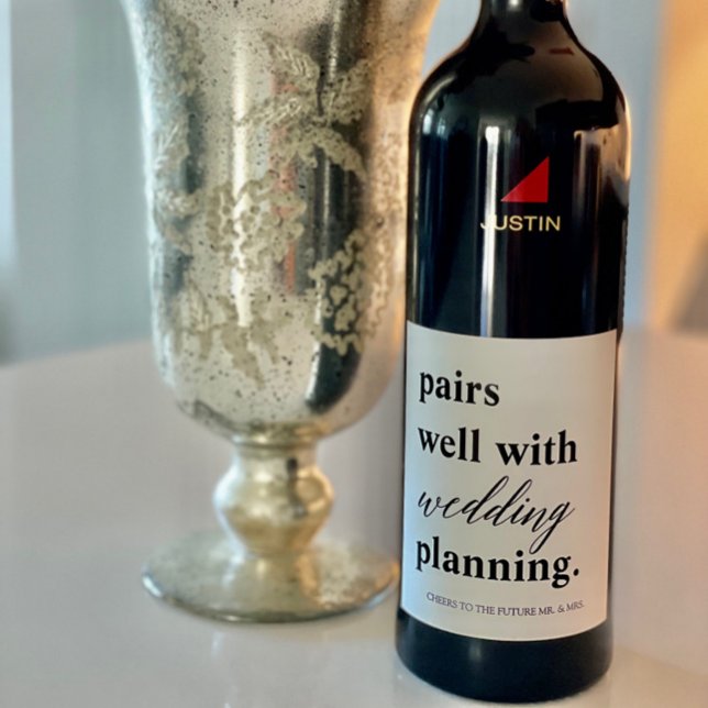 Étiquette Pour Bouteilles De Vin Pairs Bien Mariage Planning Nom personnalisé Fianç (Créateur téléchargé)