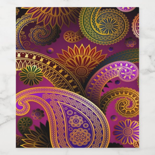 Étiquette Pour Bouteilles De Vin Paisley Purple (Étiquettes simples)