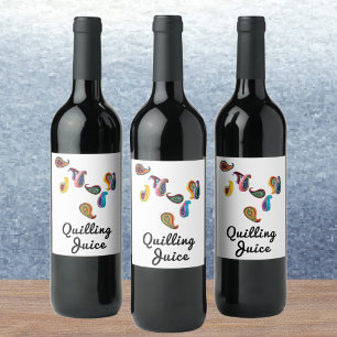Étiquette Pour Bouteilles De Vin Paisleys Enroulés Drôle Jus d'Enroulement (6)