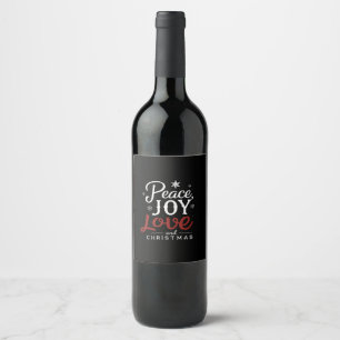 Étiquette Pour Bouteilles De Vin Paix Joie Amour et Noël   Fêtes de fin d'année