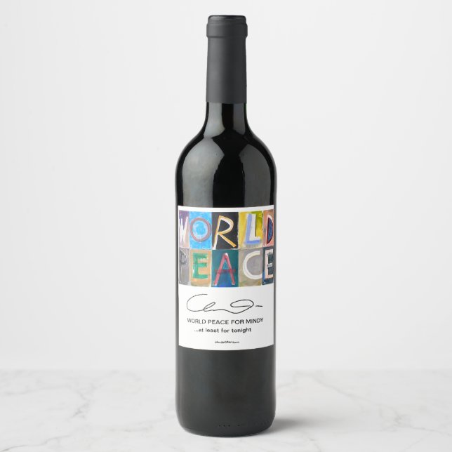Étiquette Pour Bouteilles De Vin PAIX MONDIALE POUR MINDY Food and Beverage Étiquet (Devant)