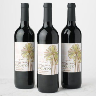 Étiquette Pour Bouteilles De Vin Palme tropicale Coquito Coconut