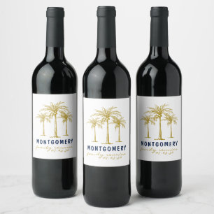 Étiquette Pour Bouteilles De Vin Palmier Doré Tropical Arbres de la Réunion de Fami