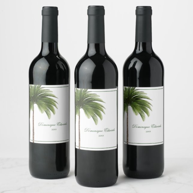 Étiquette Pour Bouteilles De Vin Palmier Vert Simple  (Bouteilles)
