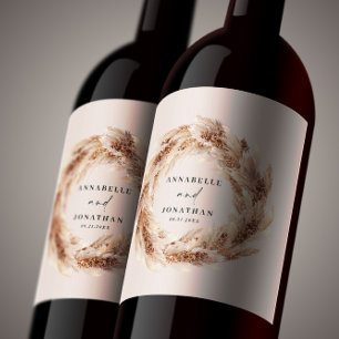 Étiquette Pour Bouteilles De Vin pampas bohème moderne herbe botanique élégant
