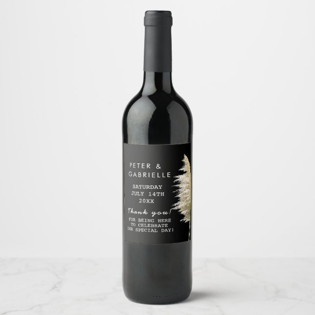 Étiquette Pour Bouteilles De Vin Pampas Grass Mariage Vin bouteille Étiquette (Devant)