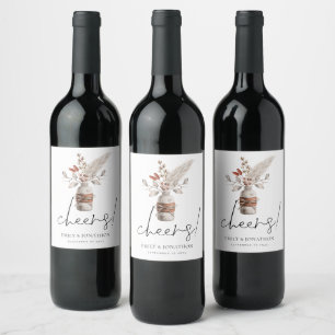 Étiquette Pour Bouteilles De Vin Pampas rustique Grass Chevaux Noms Mariage