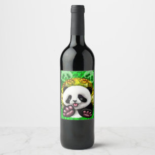 Étiquette Pour Bouteilles De Vin Panda bébé ours mignonne et heureux