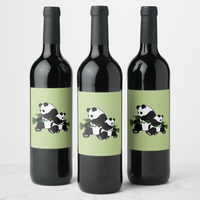 Étiquette Pour Bouteilles De Vin Panda en pleine croissance (Bouteilles)