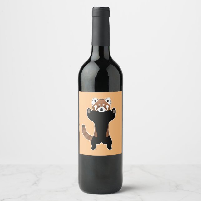 Étiquette Pour Bouteilles De Vin Panda rouge (Devant)